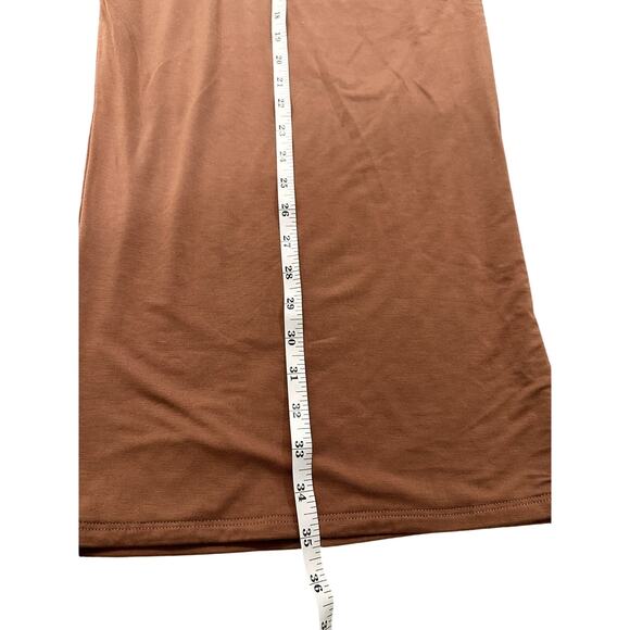 Naked Wardrobe Mocha Brown Straight Midi Bodycon Skirt Minimalist, M Like New - Picture 5 of 7